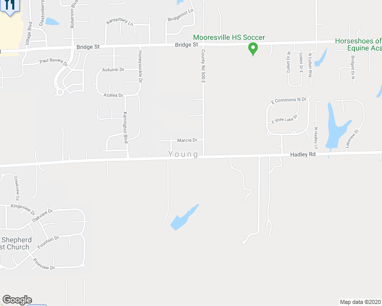 map of restaurants, bars, coffee shops, grocery stores, and more near 4946 East Hadley Road in Mooresville