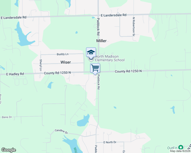 map of restaurants, bars, coffee shops, grocery stores, and more near 7477 East Hadley Road in Morgan County