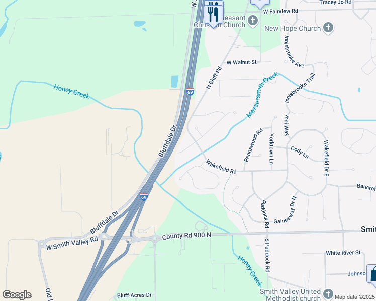 map of restaurants, bars, coffee shops, grocery stores, and more near 384 Wakefield Court in Greenwood