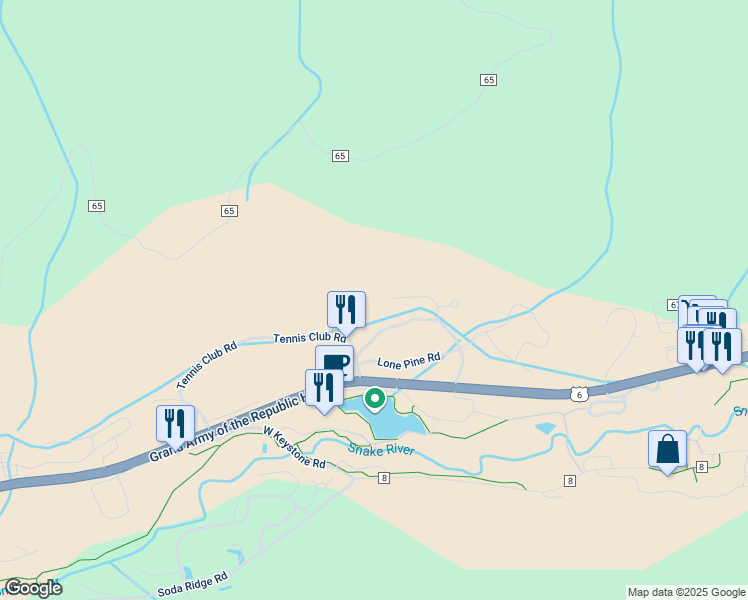 map of restaurants, bars, coffee shops, grocery stores, and more near 22097 Saints John Road in Keystone