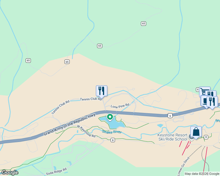 map of restaurants, bars, coffee shops, grocery stores, and more near 22097 Saints John Road in Keystone