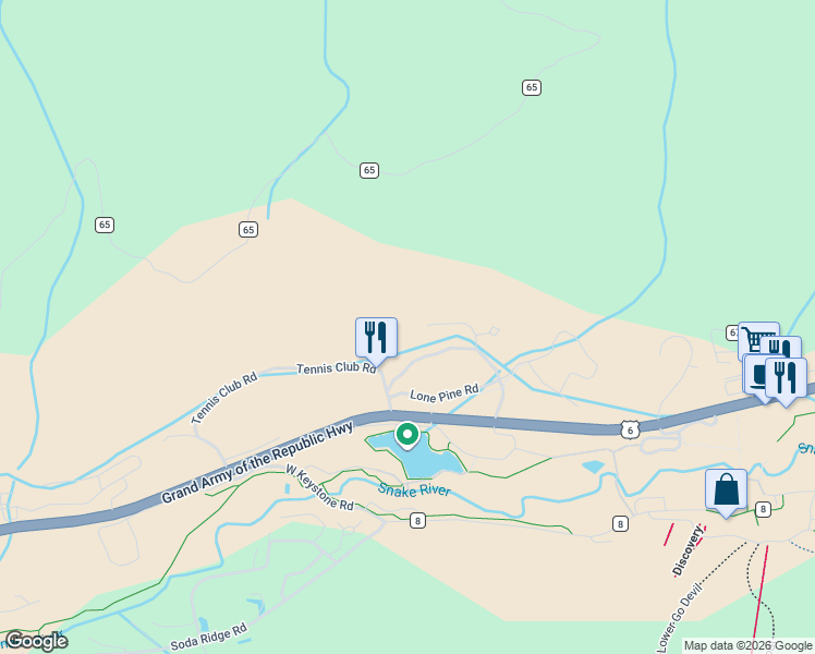 map of restaurants, bars, coffee shops, grocery stores, and more near 22097 Saints John Road in Keystone