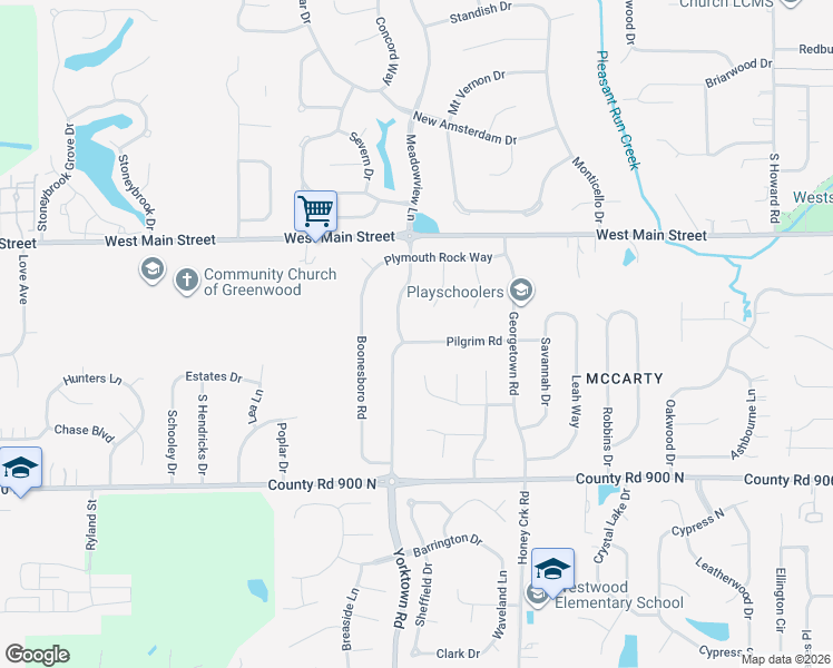 map of restaurants, bars, coffee shops, grocery stores, and more near 1196 Pilgrim Road in Greenwood