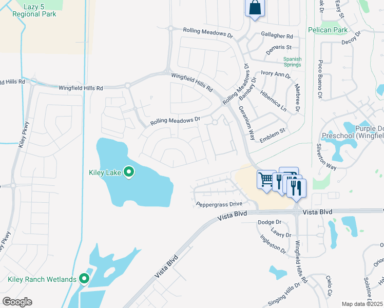 map of restaurants, bars, coffee shops, grocery stores, and more near 2065 Evening Shadows Drive in Sparks