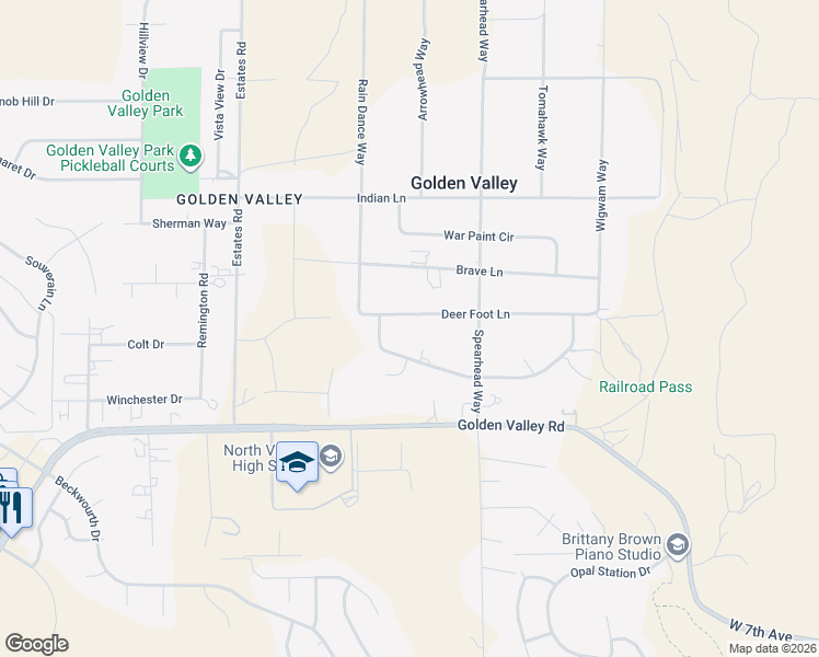 map of restaurants, bars, coffee shops, grocery stores, and more near 3230 Deer Foot Ln in Reno