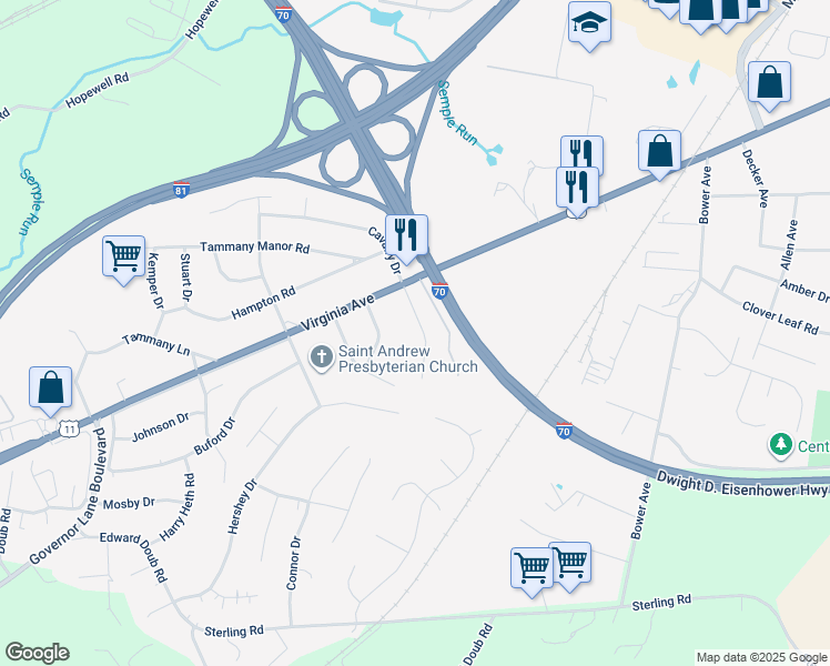 map of restaurants, bars, coffee shops, grocery stores, and more near 10824 Anderson Drive in Williamsport
