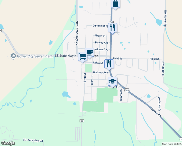 map of restaurants, bars, coffee shops, grocery stores, and more near in Gower