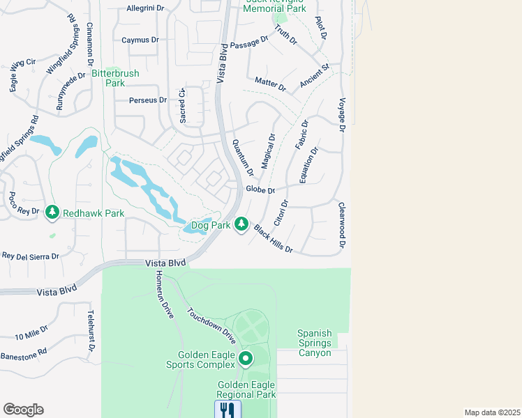 map of restaurants, bars, coffee shops, grocery stores, and more near 6551 Bloomfield Lane in Sparks