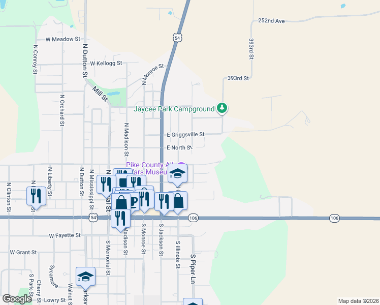 map of restaurants, bars, coffee shops, grocery stores, and more near 400-498 East Perry Street in Pittsfield