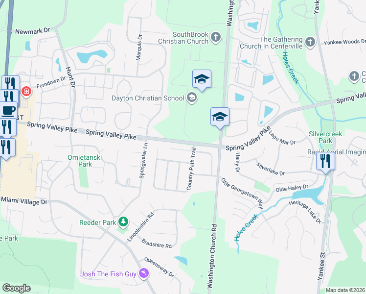 map of restaurants, bars, coffee shops, grocery stores, and more near 2127 Autumn Haze Trail in Miamisburg