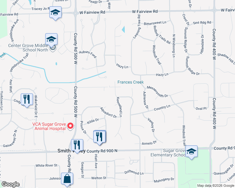 map of restaurants, bars, coffee shops, grocery stores, and more near 4536 West Nance Lane in Greenwood