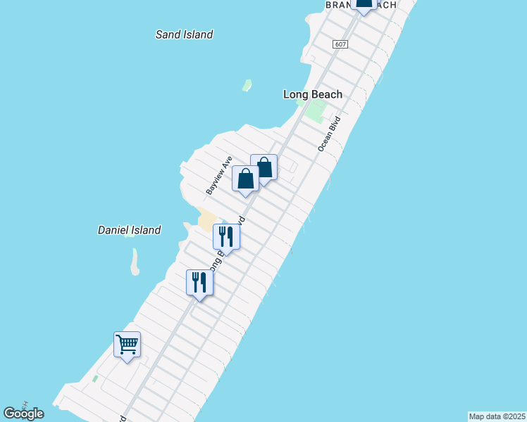 map of restaurants, bars, coffee shops, grocery stores, and more near 11 East Jeanette Avenue in Beach Haven