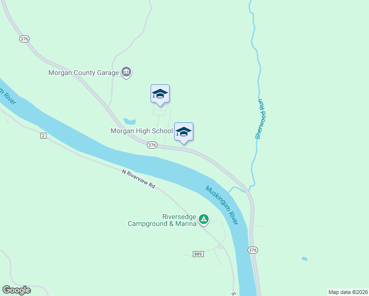 map of restaurants, bars, coffee shops, grocery stores, and more near 800 Raider Drive in McConnelsville