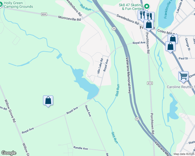 map of restaurants, bars, coffee shops, grocery stores, and more near 27 Pine Street in Franklin