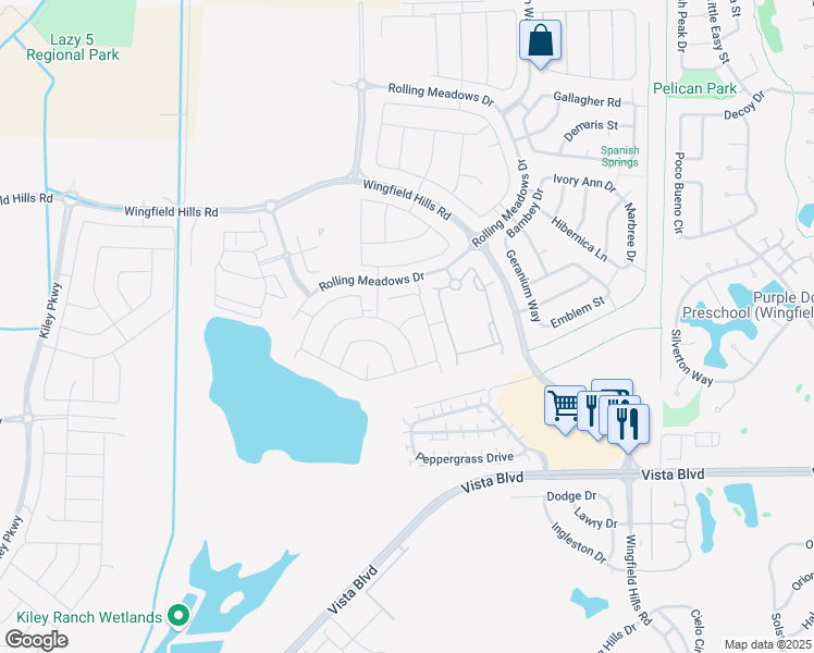 map of restaurants, bars, coffee shops, grocery stores, and more near 2030 Evening Shadows Drive in Sparks