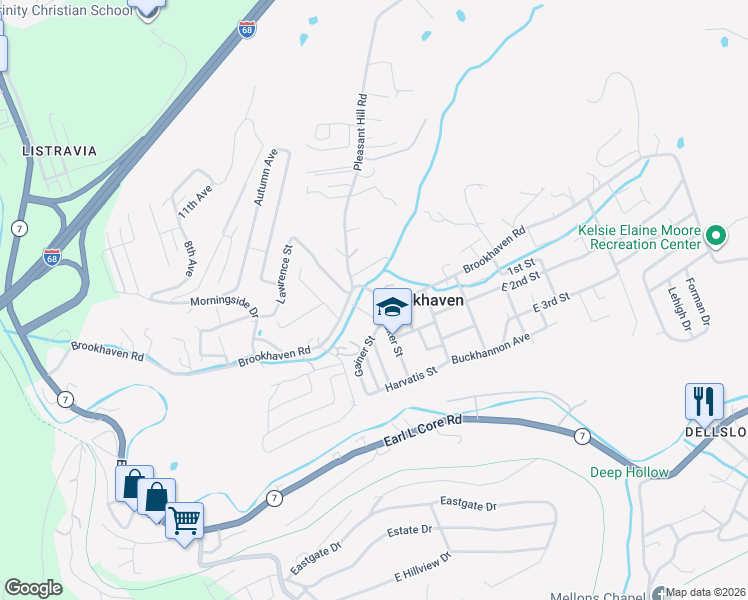 map of restaurants, bars, coffee shops, grocery stores, and more near 404-416 County Route 7/22 in Morgantown