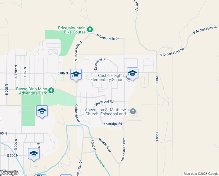 map of restaurants, bars, coffee shops, grocery stores, and more near 703 Windsor Road in Price