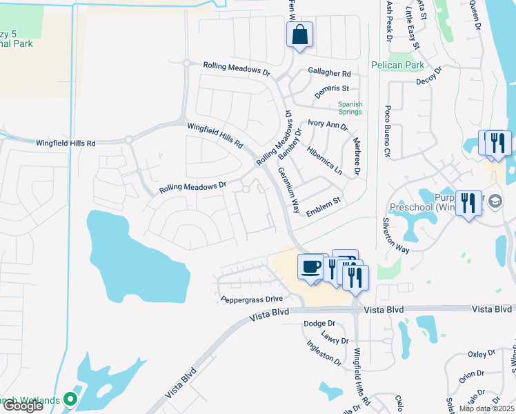 map of restaurants, bars, coffee shops, grocery stores, and more near 6717 Rolling Meadows Drive in Sparks