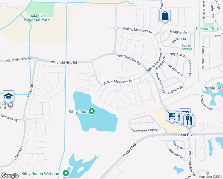 map of restaurants, bars, coffee shops, grocery stores, and more near 1940 Evening Shadows Drive in Sparks
