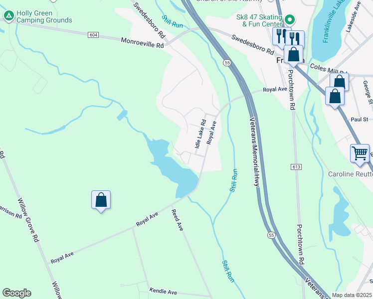 map of restaurants, bars, coffee shops, grocery stores, and more near 48 Pine Street in Franklin