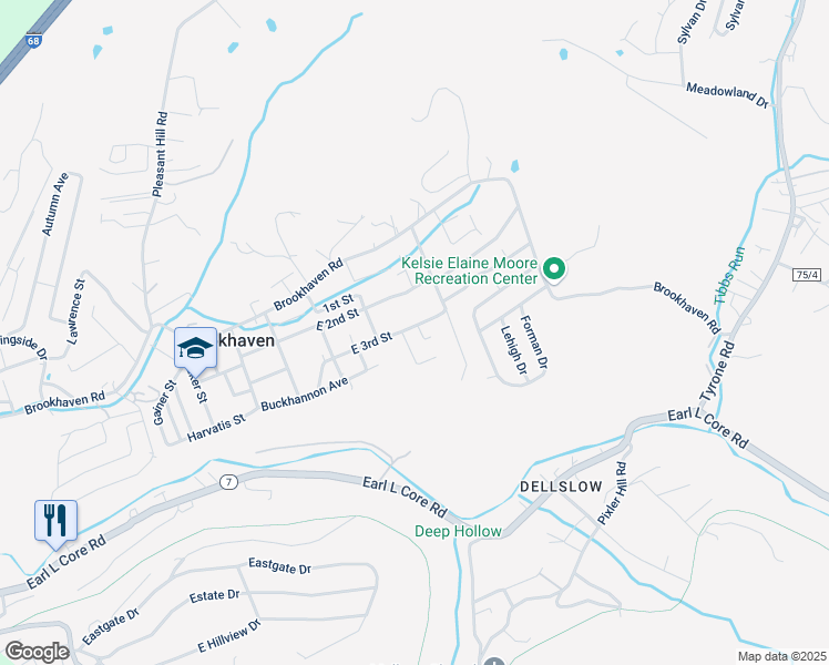 map of restaurants, bars, coffee shops, grocery stores, and more near 1300-1306 East 3rd Street in Morgantown