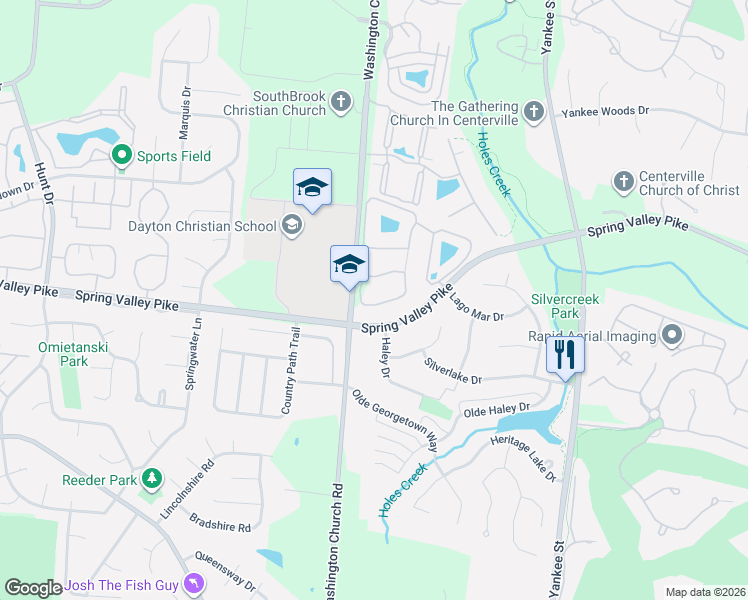 map of restaurants, bars, coffee shops, grocery stores, and more near 9574 Tahoe Drive in Dayton