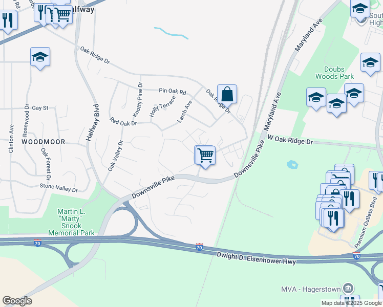 map of restaurants, bars, coffee shops, grocery stores, and more near 920 Garden Lane in Hagerstown