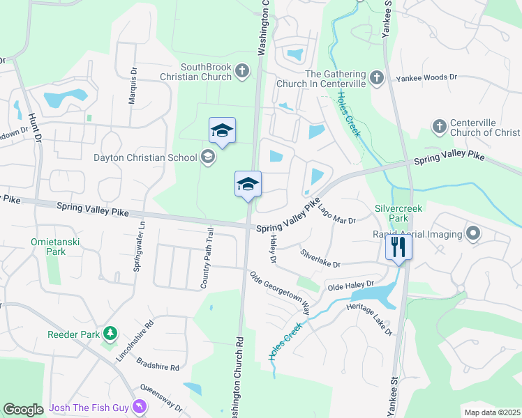 map of restaurants, bars, coffee shops, grocery stores, and more near 9590 Tahoe Drive in Dayton