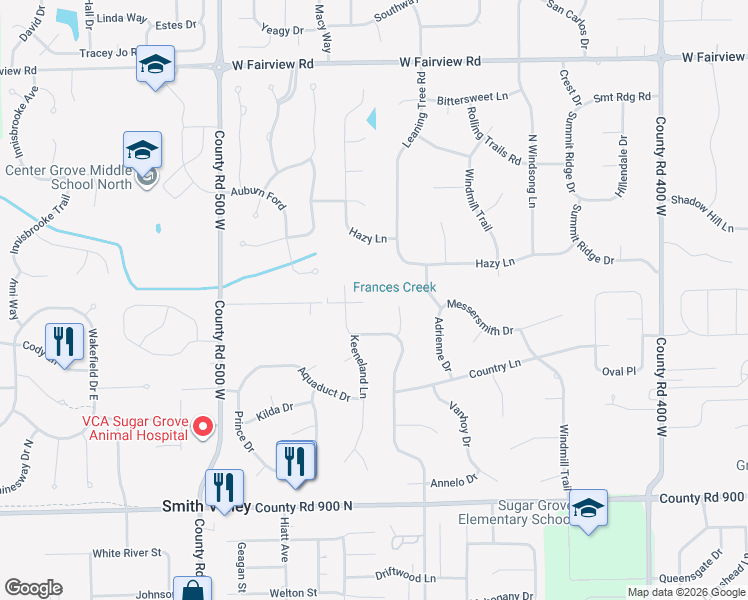 map of restaurants, bars, coffee shops, grocery stores, and more near 4536 West Nance Lane in Greenwood