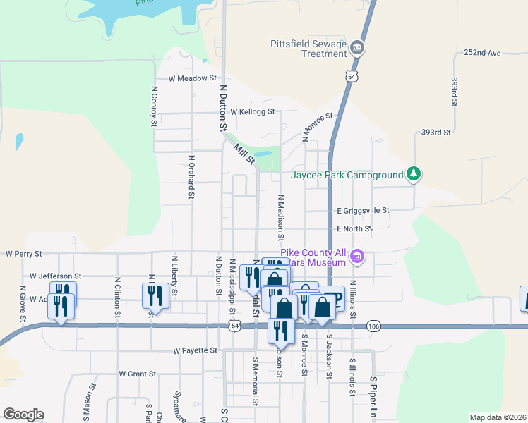 map of restaurants, bars, coffee shops, grocery stores, and more near 500-598 North Memorial Street in Pittsfield