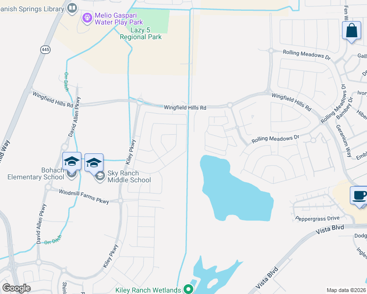 map of restaurants, bars, coffee shops, grocery stores, and more near 1423 Granary Park Ave in Sparks