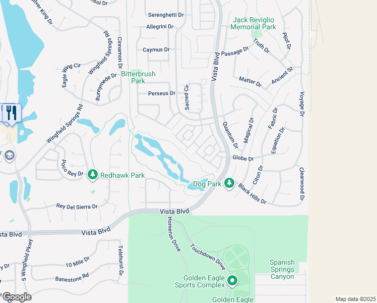 map of restaurants, bars, coffee shops, grocery stores, and more near 6634 Altesino Drive in Sparks