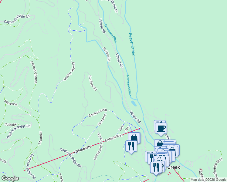 map of restaurants, bars, coffee shops, grocery stores, and more near 75 Borders Road in Avon