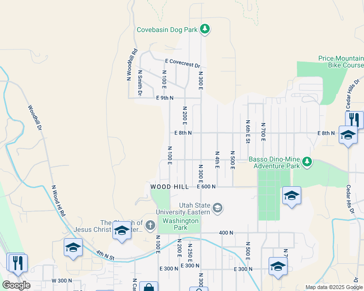 map of restaurants, bars, coffee shops, grocery stores, and more near 751 North 200 East in Price