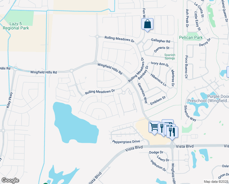 map of restaurants, bars, coffee shops, grocery stores, and more near 6684 Mooncrest Drive in Sparks