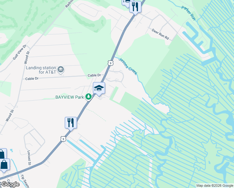 map of restaurants, bars, coffee shops, grocery stores, and more near 409 Ibis Court in Tuckerton