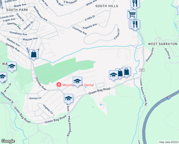 map of restaurants, bars, coffee shops, grocery stores, and more near 149 Marcus Drive in Morgantown