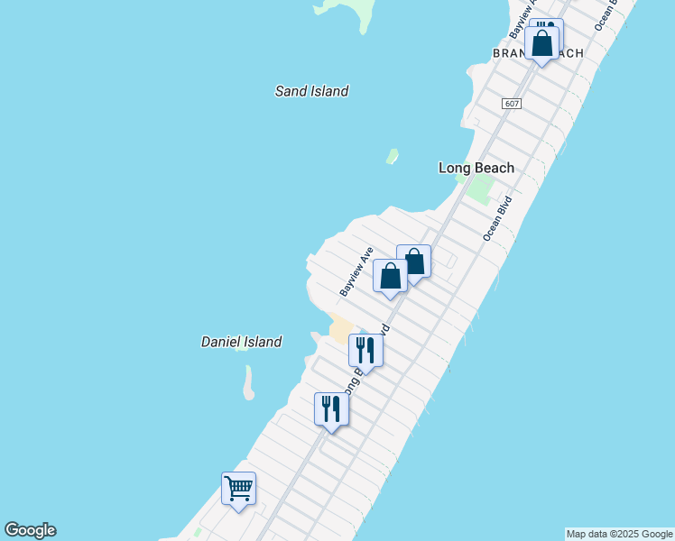 map of restaurants, bars, coffee shops, grocery stores, and more near 103 West Jeanette Avenue in Beach Haven