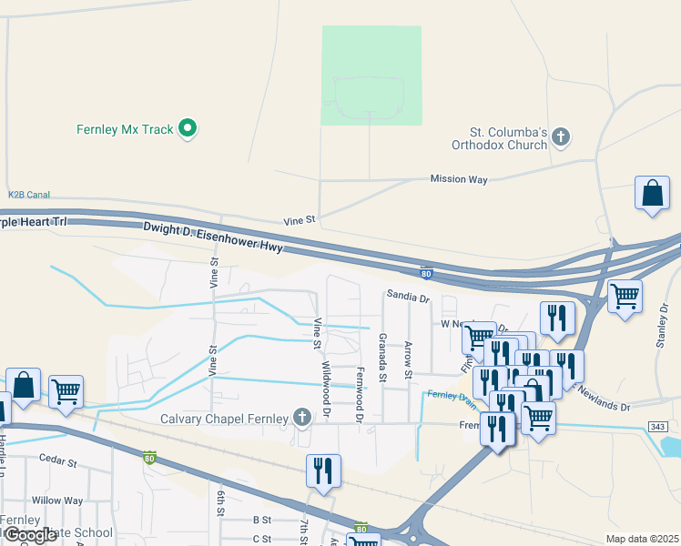 map of restaurants, bars, coffee shops, grocery stores, and more near 324 Soaring Way in Fernley