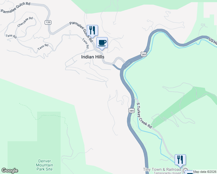 map of restaurants, bars, coffee shops, grocery stores, and more near 5702 Santa Clara Road in Indian Hills