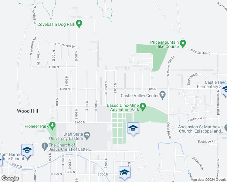 map of restaurants, bars, coffee shops, grocery stores, and more near 680 East 8th North in Price