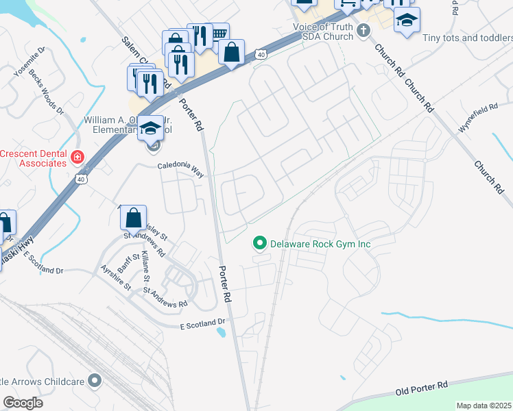 map of restaurants, bars, coffee shops, grocery stores, and more near 409 Ranee Loop in Bear