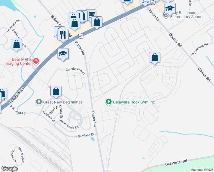 map of restaurants, bars, coffee shops, grocery stores, and more near 409 Ranee Loop in Bear