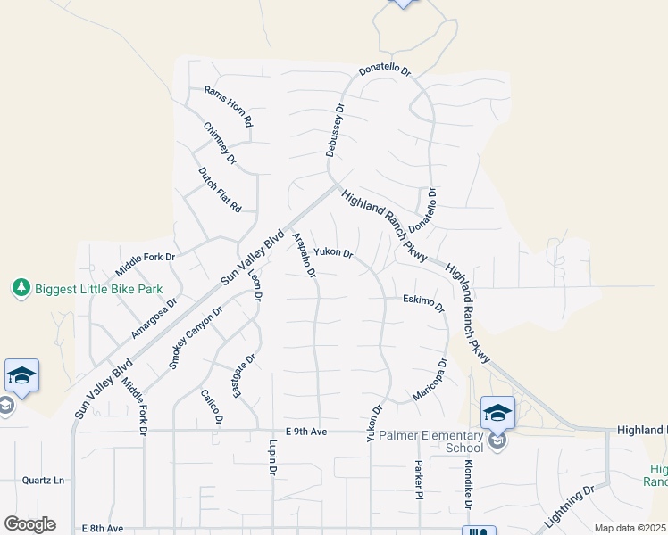 map of restaurants, bars, coffee shops, grocery stores, and more near 6315 Yukon Drive in Sun Valley