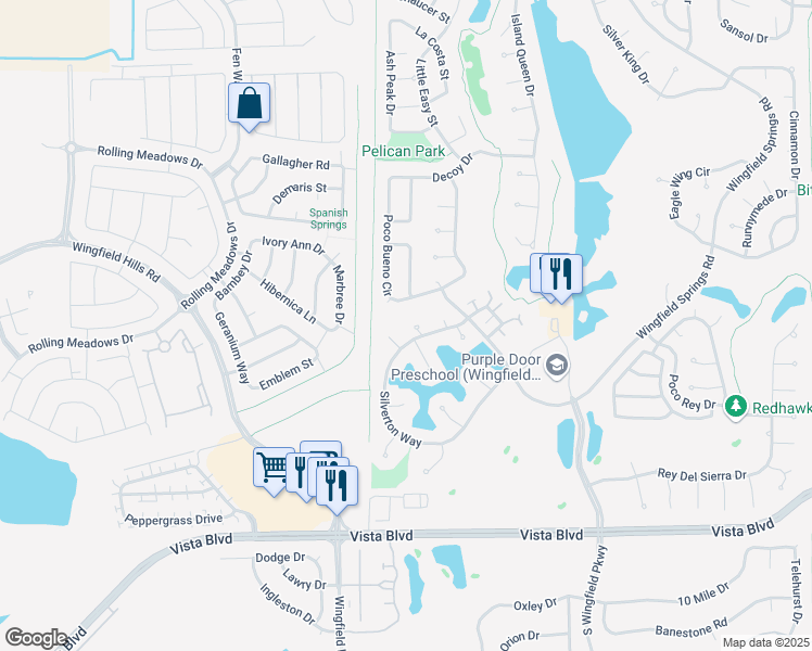 map of restaurants, bars, coffee shops, grocery stores, and more near 6515 Blushing Ct in Sparks