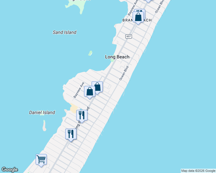 map of restaurants, bars, coffee shops, grocery stores, and more near 7301 Long Beach Boulevard in Long Beach