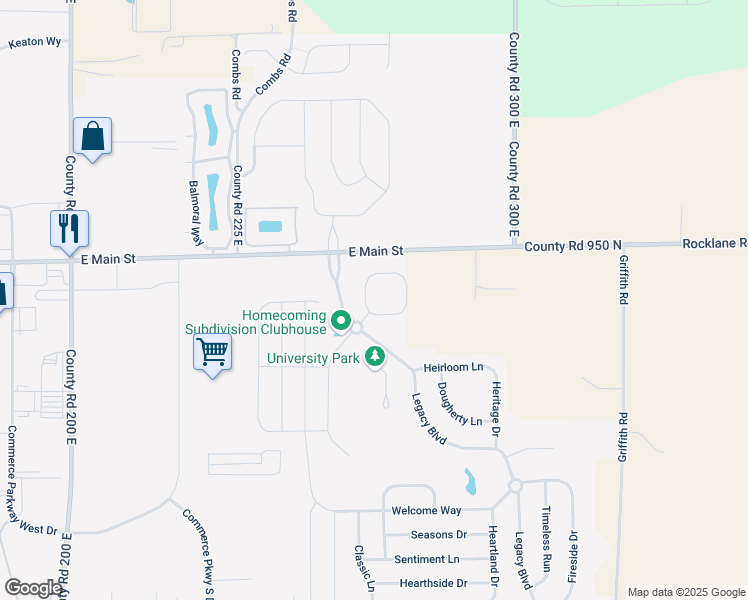 map of restaurants, bars, coffee shops, grocery stores, and more near 117 Wind Chime Circle in Greenwood
