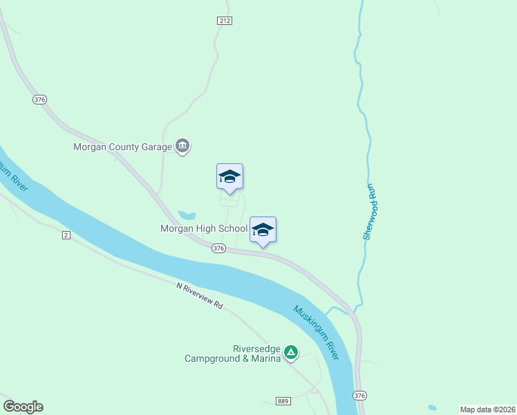map of restaurants, bars, coffee shops, grocery stores, and more near 800 Raider Drive in McConnelsville