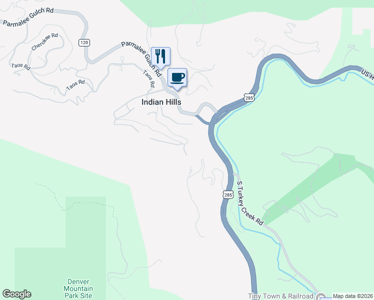 map of restaurants, bars, coffee shops, grocery stores, and more near 5702 Santa Clara Road in Indian Hills