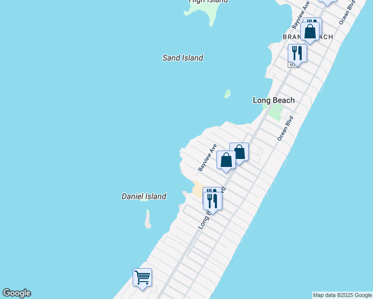 map of restaurants, bars, coffee shops, grocery stores, and more near 147 West Jeanette Avenue in Beach Haven